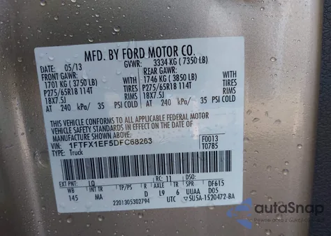 2013 Ford F150 Super Cab from USA, damaged, VIN 1FTFX1EF5DFC68263